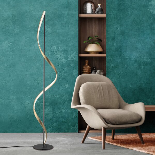 Q-Smart-Home Paul Neuhaus Q-Swing lampadar antracit/alamă, reglabil, Negru, Camera de zi / sufragerie, Metal, Modern