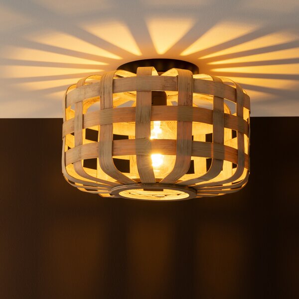 Brilliant Woodline plafonieră, abajur din bambus Ø 36 cm, reglabil, Lemn, Camera de zi / sufragerie, Bamboo