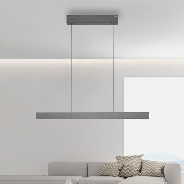 PURE Lampă suspendată LED E-Motion, platină, CCT, reglabil, Gri, Camera de zi / sufragerie, Metal, Modern
