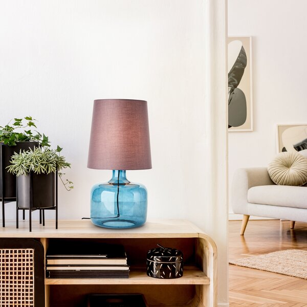 Brilliant Hydra lampă de masă 57cm taupe/albastru închis, Albastru, Camera de zi / sufragerie, Sticlă