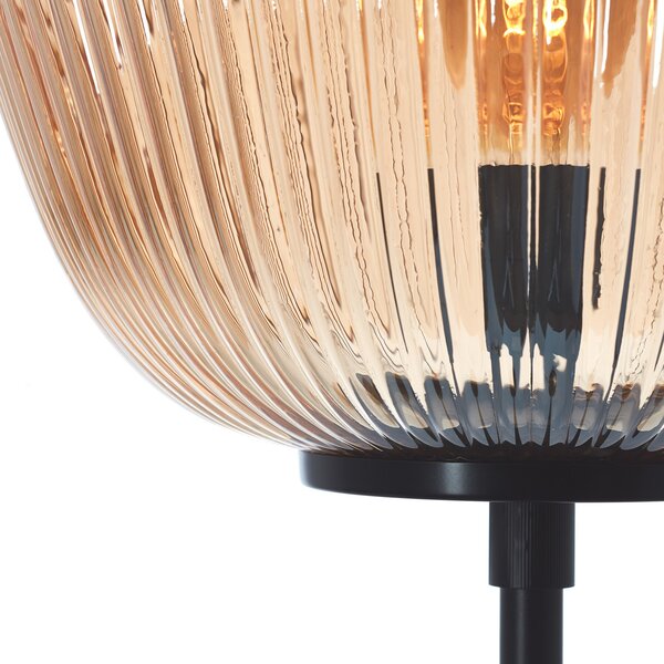 Brilliant Lampă de podea Kaizen, înălțime 140 cm, chihlimbar, sticlă, Camera de zi / sufragerie, Metal