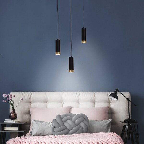 Näve Fridu lampă suspendată, negru, 3 becuri, lineară, reglabil, Negru, Camera de zi / sufragerie, Metal, Modern