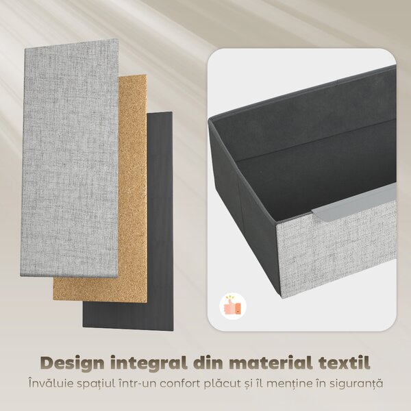 HOMCOM Comoda cu 4 Sertare în Oțel cu Acoperire în Țesut cu Efect de In, 60x36x88 cm, Gri | Aosom Romania