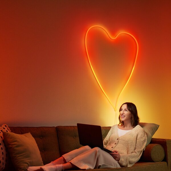 WiZ Neon Flex bandă LED IP20 RGB 3m, reglabil, Alb, Camera de zi / sufragerie, Plastic, Modern