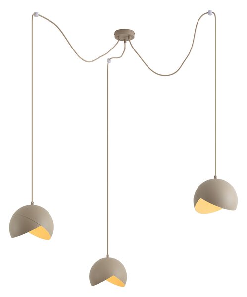 Lampă suspendată de design bej cu sticlă opală cu 3 lumini - Tulip