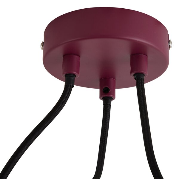 Lampă suspendată de design roșie cu sticlă opală cu 3 lumini - Tulip