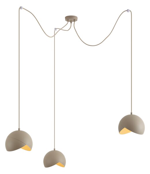 Lampă suspendată de design bej cu sticlă opală cu 3 lumini - Tulip
