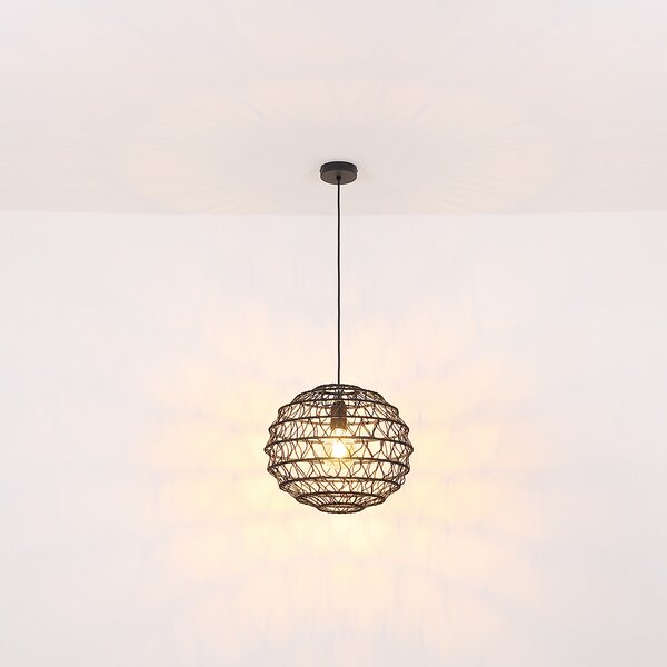Globo Senni lampă suspendată, negru, Ø 29 cm, reglabil, Negru, Camera de zi / sufragerie, Metal, glob
