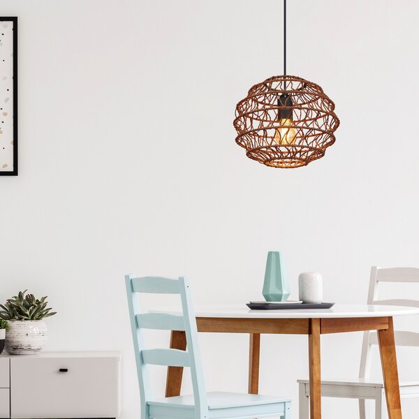 Globo Senni lampă suspendată, maro, Ø 29 cm, reglabil, Maro / Rugină, Camera de zi / sufragerie, Metal, glob