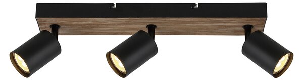 Brilliant Jello Wood aplică negru/lemn 3 becuri, Lemn, Camera de zi / sufragerie, Lemn