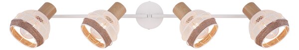 Globo Widy plafonieră cu decor funie de cânepă, 4 becuri, reglabil, Alb, Camera de zi / sufragerie, Metal