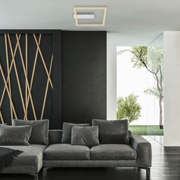 Briloner Nici plafonieră LED cu senzor, pătrată aluminiu, Metalic, Camera de zi / sufragerie, Metal, Modern