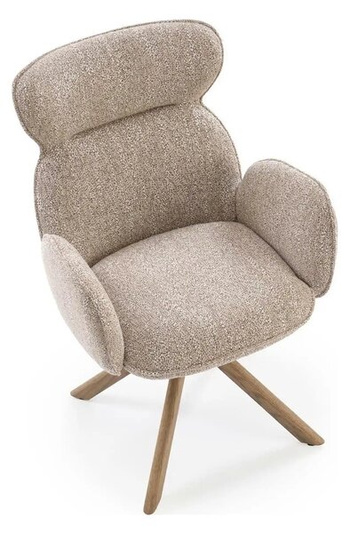Scaun K585, bej inchis/nuc, stofa clasica/lemn, 63x64x93 cm