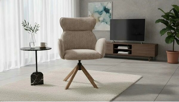 Scaun K585, bej inchis/nuc, stofa clasica/lemn, 63x64x93 cm