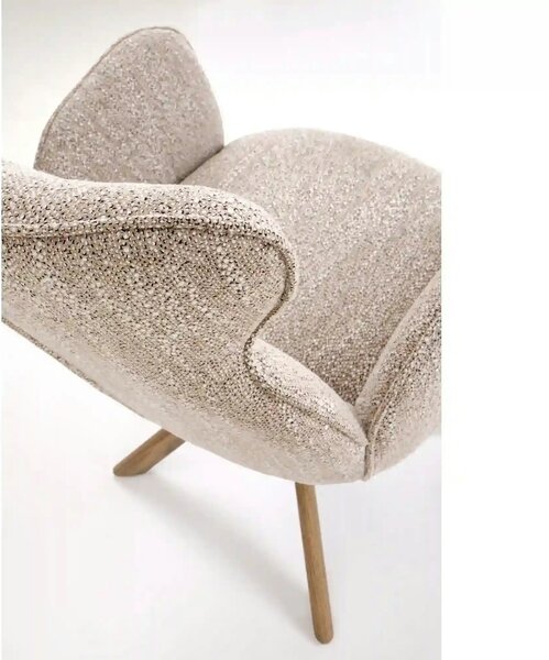 Scaun K585, bej inchis/nuc, stofa clasica/lemn, 63x64x93 cm