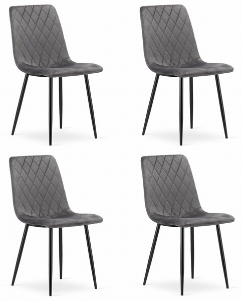 Set 4 Scaune Bucatarie/Dining Clay Catifea Gri Inchis