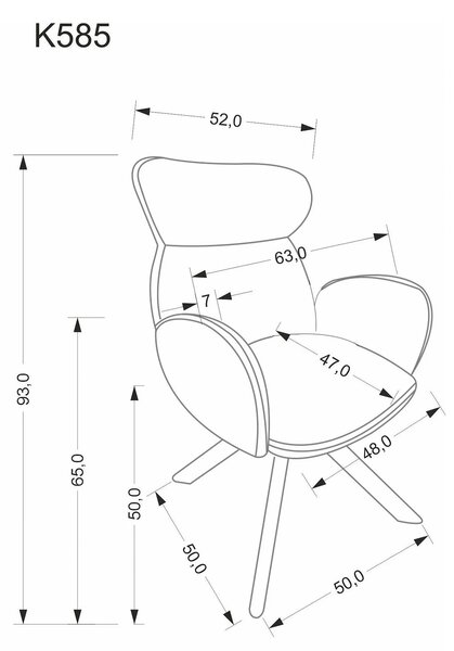 Scaun K585, bej inchis/nuc, stofa clasica/lemn, 63x64x93 cm