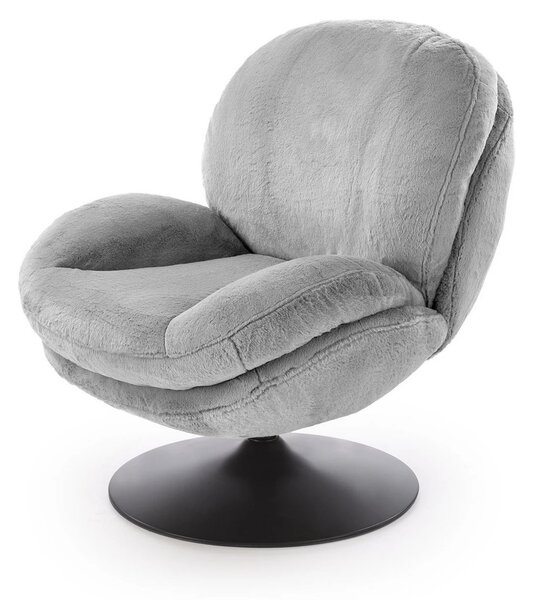 Fotoliu SHELL, blana artificiala gri - Lapit 06, 80x87x86 cm