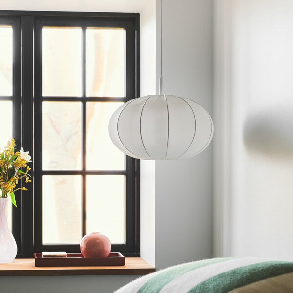 Nordlux Lampă suspendată Aeron 40 cu abajur din material textil Ø cm, reglabil, Alb, dormitor, Țesătură / Textil