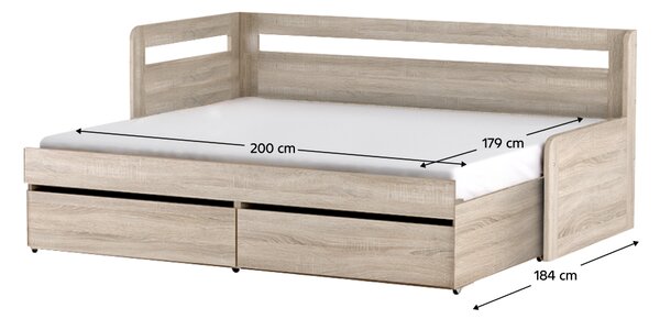 KONDELA Pat extensibil, 90/179x200, stejar sonoma, REA HOPPIP