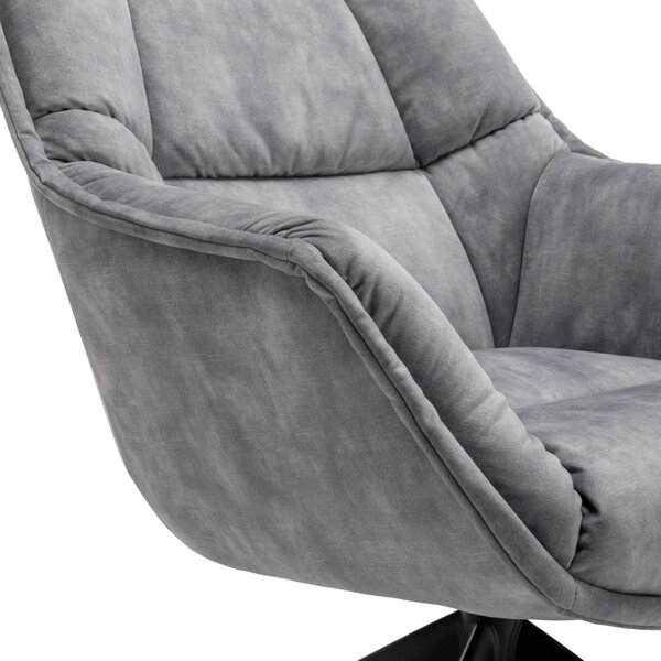 KONDELA Fotoliu rotativ, de design, ţesătură gri deschis Velvet/metal, VALTER