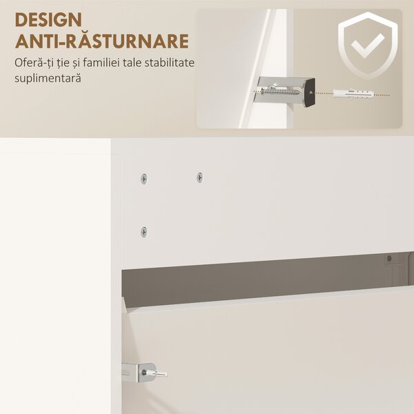 HOMCOM Dulap de Pantofi cu Oglindă și 3 Sertare Rabatabile 65x17x114.5 cm Alb | Aosom Romania