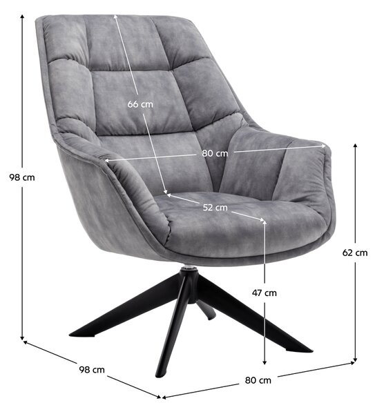 KONDELA Fotoliu rotativ, de design, ţesătură gri deschis Velvet/metal, VALTER