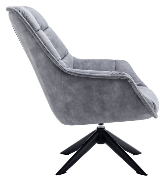 KONDELA Fotoliu rotativ, de design, ţesătură gri deschis Velvet/metal, VALTER