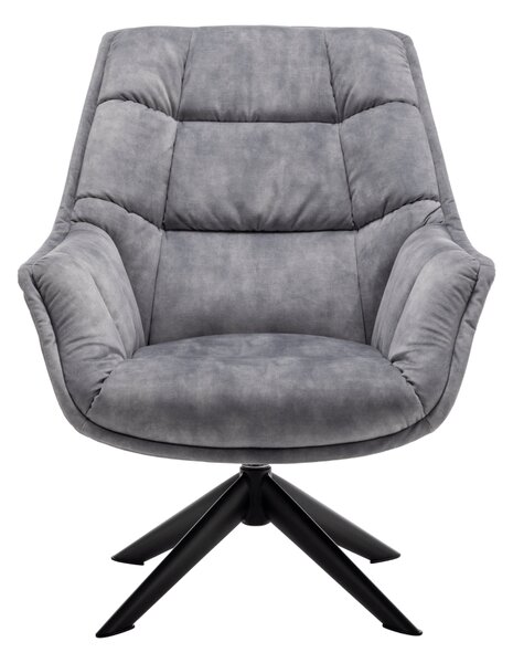 KONDELA Fotoliu rotativ, de design, ţesătură gri deschis Velvet/metal, VALTER