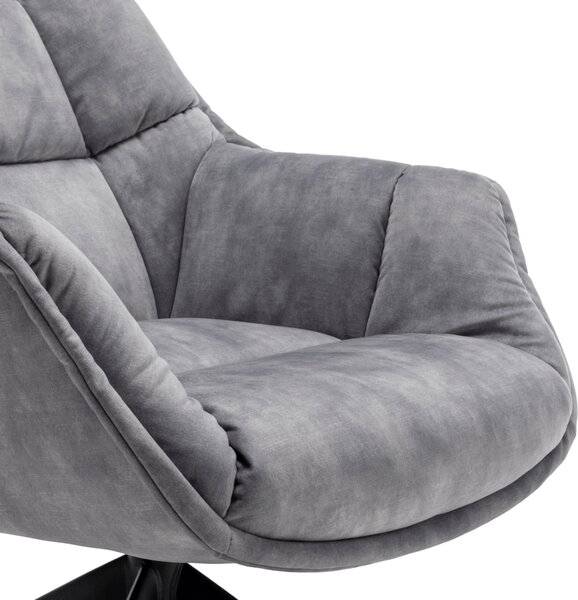 KONDELA Fotoliu rotativ, de design, ţesătură gri deschis Velvet/metal, VALTER