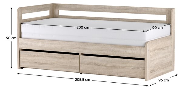 KONDELA Pat extensibil, 90/179x200, stejar sonoma, REA HOPPIP
