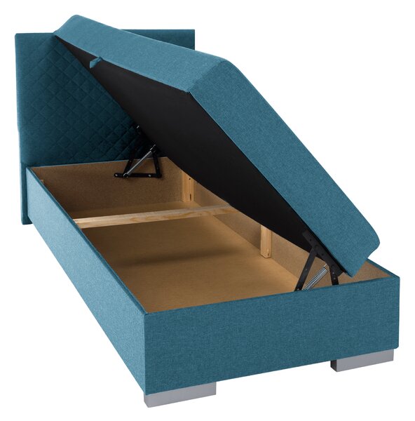 KONDELA Pat Boxspring, pat de o persoană, azur, 90x200, universal, ADARA