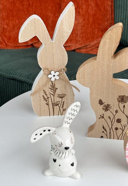 Iepure de lemn de Paste FLORAL RABBIT 20 cm