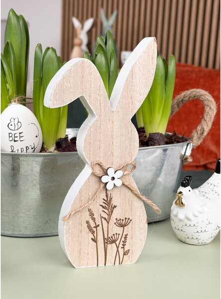 Iepure de lemn de Paste FLORAL RABBIT 20 cm
