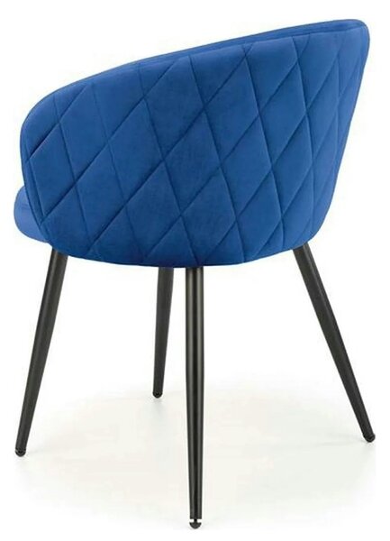 Scaun tapitat K430, albastru/negru, stofa catifelata/metal, 51x54x77 c