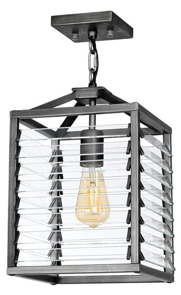 Elstead Louvre lampă suspendată design industrial 1 bec, reglabil, Gri, Camera de zi / sufragerie, Metal, Design industrial