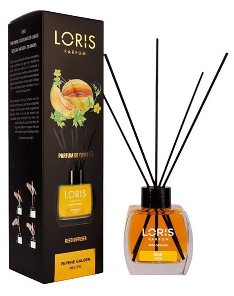 Sticluta cu odorizant lichid si betisoare, 125 ml, Loris Pepene Galben