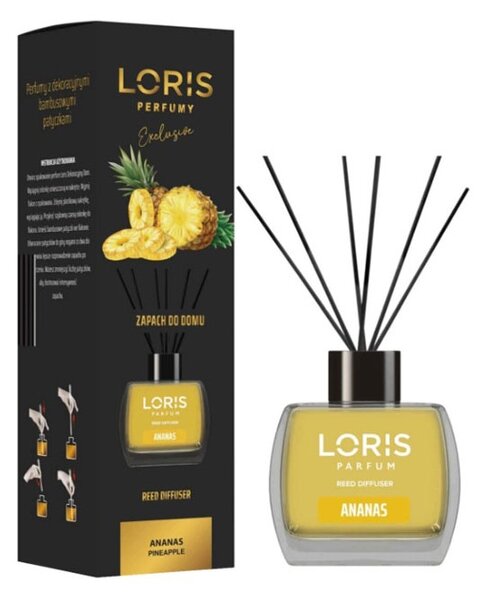 Sticluta cu odorizant lichid si betisoare, 125 ml, Loris Ananas