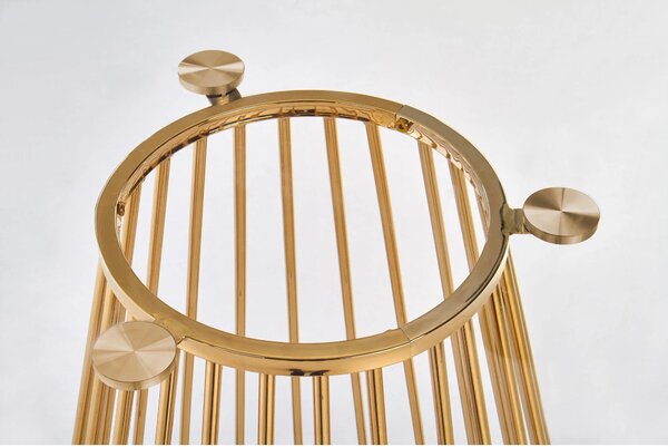 Masa sticla rotunda bucatarie LIVERPOOL, transparent/auriu, 120x120x75