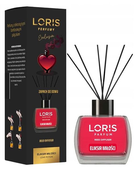 Sticluta cu odorizant lichid si betisoare, 125 ml, Loris Elixirul iubirii