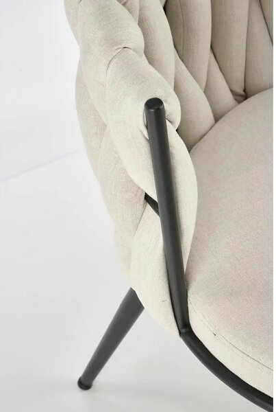 Scaun dining modern K516, bej/negru, stofa clasica/otel, 57x60x79 cm