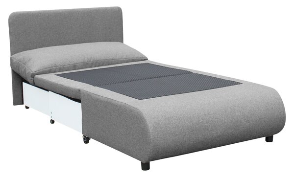 KONDELA Fotoliu extensibil cu spaţiu de depozitare, gri, FLIK