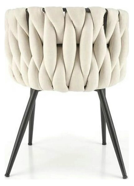 Scaun dining modern K516, bej/negru, stofa clasica/otel, 57x60x79 cm