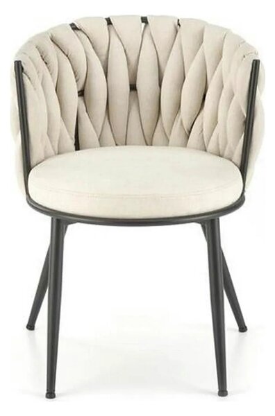 Scaun dining modern K516, bej/negru, stofa clasica/otel, 57x60x79 cm