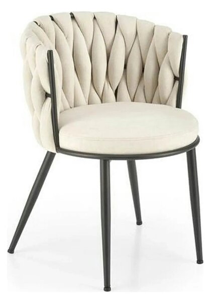 Scaun dining modern K516, bej/negru, stofa clasica/otel, 57x60x79 cm