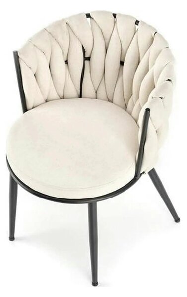 Scaun dining modern K516, bej/negru, stofa clasica/otel, 57x60x79 cm
