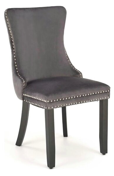 Scaun ALDA, gri/negru, stofa catifelata/lemn, 50x62x95 cm