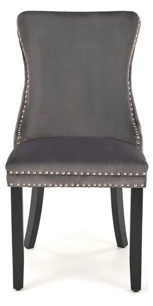 Scaun ALDA, gri/negru, stofa catifelata/lemn, 50x62x95 cm