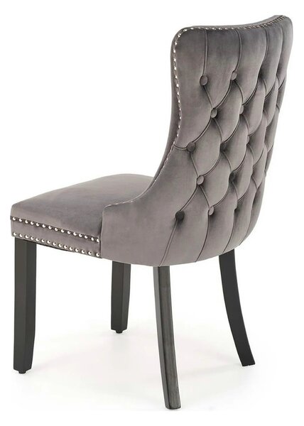 Scaun ALDA, gri/negru, stofa catifelata/lemn, 50x62x95 cm