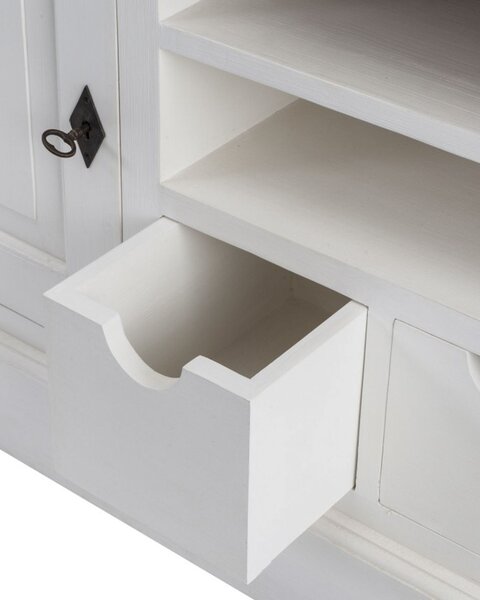 Dulap TV Brighton 150x40x65 cm alb & natural